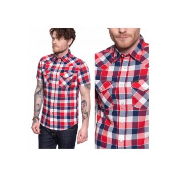 Camasa Barbati -  Ss Western - Croi: Slim Fit - Inchidere: Capse - Compozitie Material: 100% Bumbac - Numar Buzunare: 2 - Multicolor - 1 Bucata