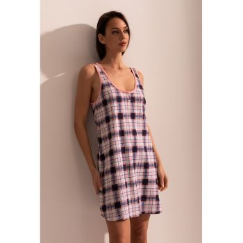 Camasa de noapte cu model tartan si carouri