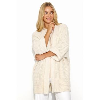 Cardigan tricotat gros cu maneci trei sferturi -