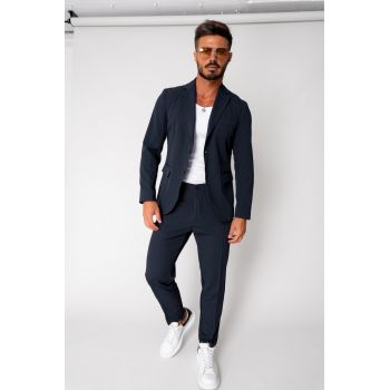 Costum sacou si pantalon lung Navy 17216