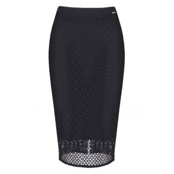 Fusta-creion cu strat exterior din dantela Guipure - Negru