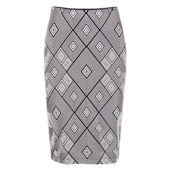 Fusta-creion din jacquard cu motive geometrice - Gri