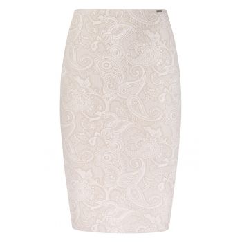 Fusta-creion din jacquard cu motive Paisley - Bej