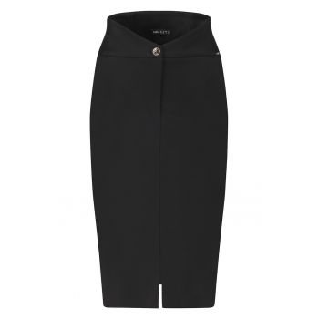 Fusta-creion midi cu slit frontal - Negru