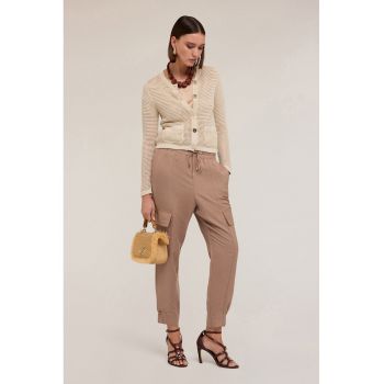 Pantaloni cargo din amestec de in