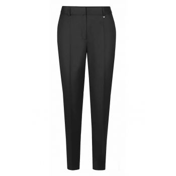 Pantaloni crop conici cu pliu frontal - Negru