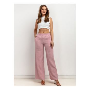 Pantaloni texturati cu croiala ampla