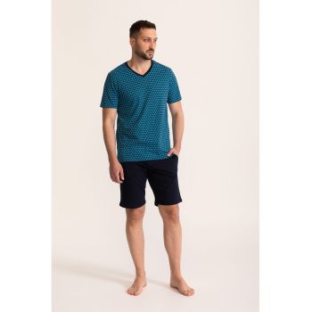 Pijama cu imprimeu si decolteu in V