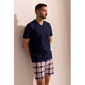 Pijama cu imprimeu si pantaloni scurti