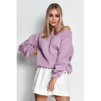 Pulover supradimensionat cu decolteu rotund -