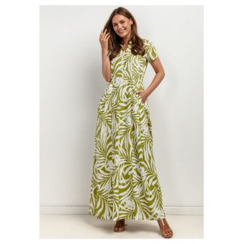 Rochie din amestec de in cu buzunare