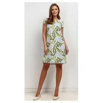 Rochie din amestec din in cu imprimeu