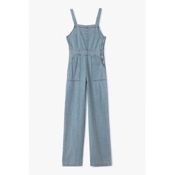 Salopeta din denim cu buzunare laterale
