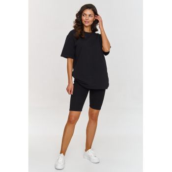 Set de colanti scurti si tricou oversize - Negru -