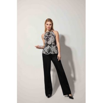 Top halter cu imprimeu geometric