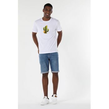 Tricou Cu Maneca Scurta De Barbati Alb Regular Fit cactus