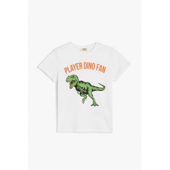 Tricou din bumbac cu imprimeu cu dinozaur