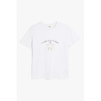 Tricou din bumbac cu imprimeu cu iepuri