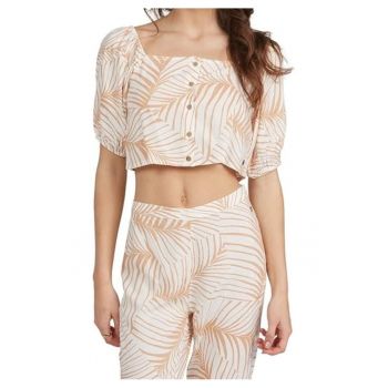 Bluza crop cu imprimeu tropical