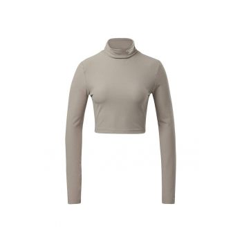 Bluza crop pentru fitness cu guler inalt -