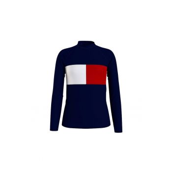 Bluza cu maneci raglan si guler scurt Rashguard -