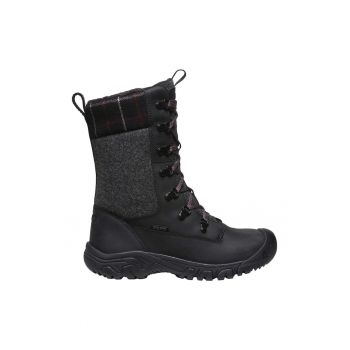Ghete inalte din piele si material textil Greta