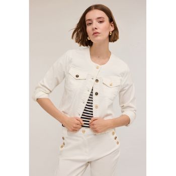 Jacheta crop din denim