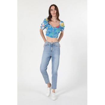 Pantaloni De Dama Albastru deschis Mom Fit 896 MARIA CL1059535