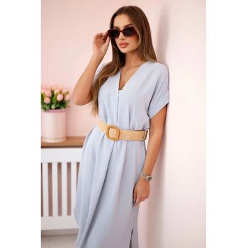 Rochie cu curea decorativa - gri - universala -