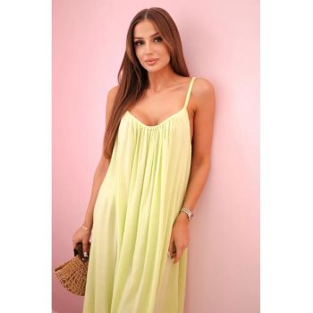 Rochie midi din viscoza cu bretele inguste -