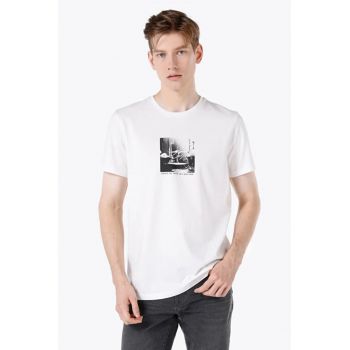 Tricou Cu Maneca Scurta De Barbati Alb Regular Fit CL1068523
