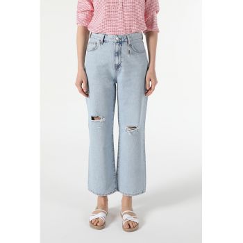 Blugi crop cu croiala dreapta