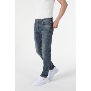 Blugi slim fit cu aspect decolorat Danny