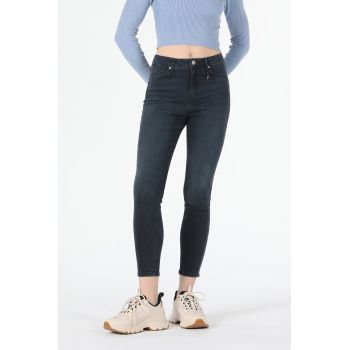 Blugi super slim fit cu talie inalta