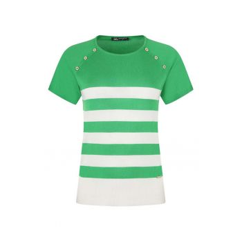 Bluza cu maneci raglan si imprimeu in dungi