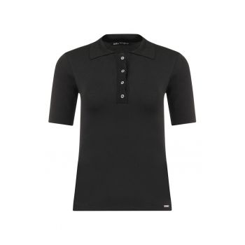 Bluza din jerseu cu guler si fir de lurex