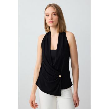 Bluza fara maneci cu decolteu drapat