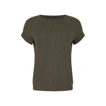 Bluza tricotata subtire cu decolteu rotund - Verde masliniu