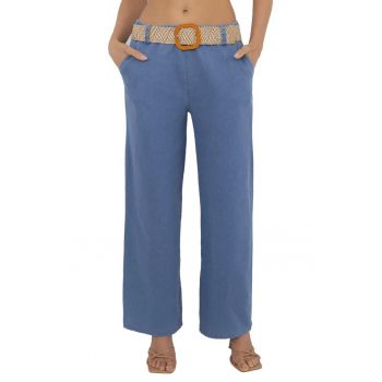 Pantaloni dama  bumbac - albastru -