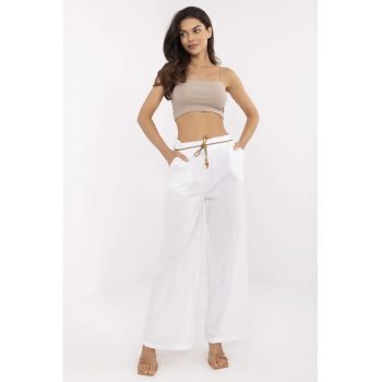 Pantaloni dama  bumbac/in - alb -