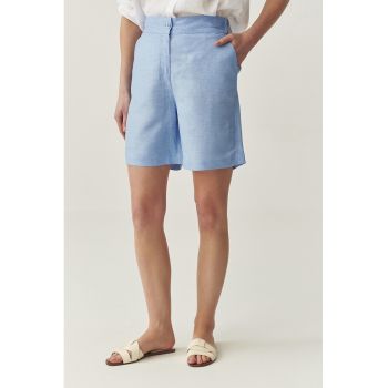 Pantaloni scurti din amestec de in cu model uni