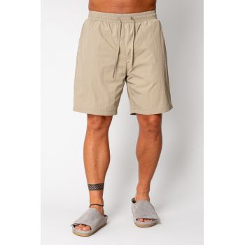 Pantaloni scurti din fas Taupe 17113