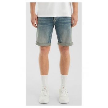 Q/S by s.Oliver Pantaloni scurti de blug barbati - John cu talie medie - Regular Fit - aspect decolorat - Albastru - W29