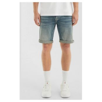 Q/S by s.Oliver Pantaloni scurti de blug barbati - John cu talie medie - Regular Fit - aspect decolorat - Albastru - W33
