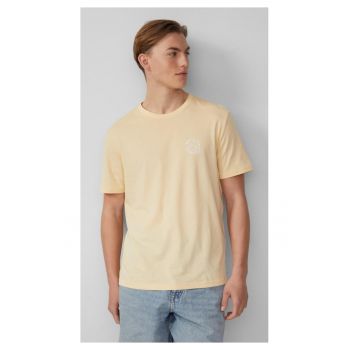 Q/S by s.Oliver Tricou barbati cu imprimeu - decolteu la baza gatului - Regular fit - Galben deschis -