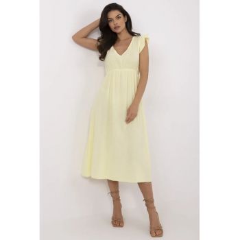 Rochie  bumbac - galben - decolteu V -