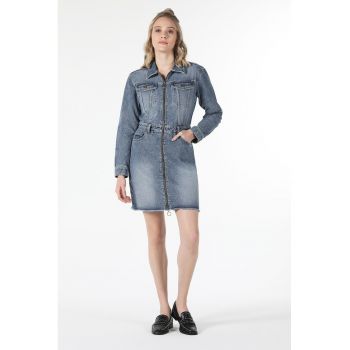 Rochie-camasa din denim cu fermoar