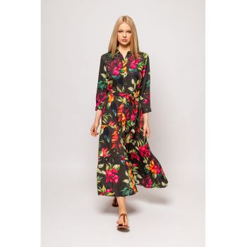 Rochie-camasa midi cu model floral Valida