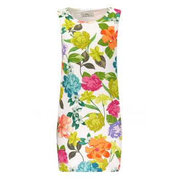 Rochie cu imprimeu floral si decolteu rotund