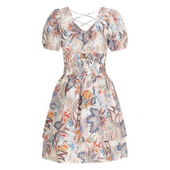 Rochie cu imprimeu floral si maneci bufante - Multicolor